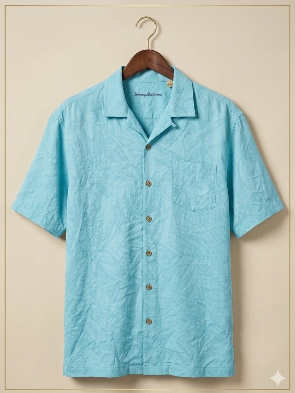 Tommy Bahama 100% Silk Jacquard Palm Camp Shirt SIZE XL